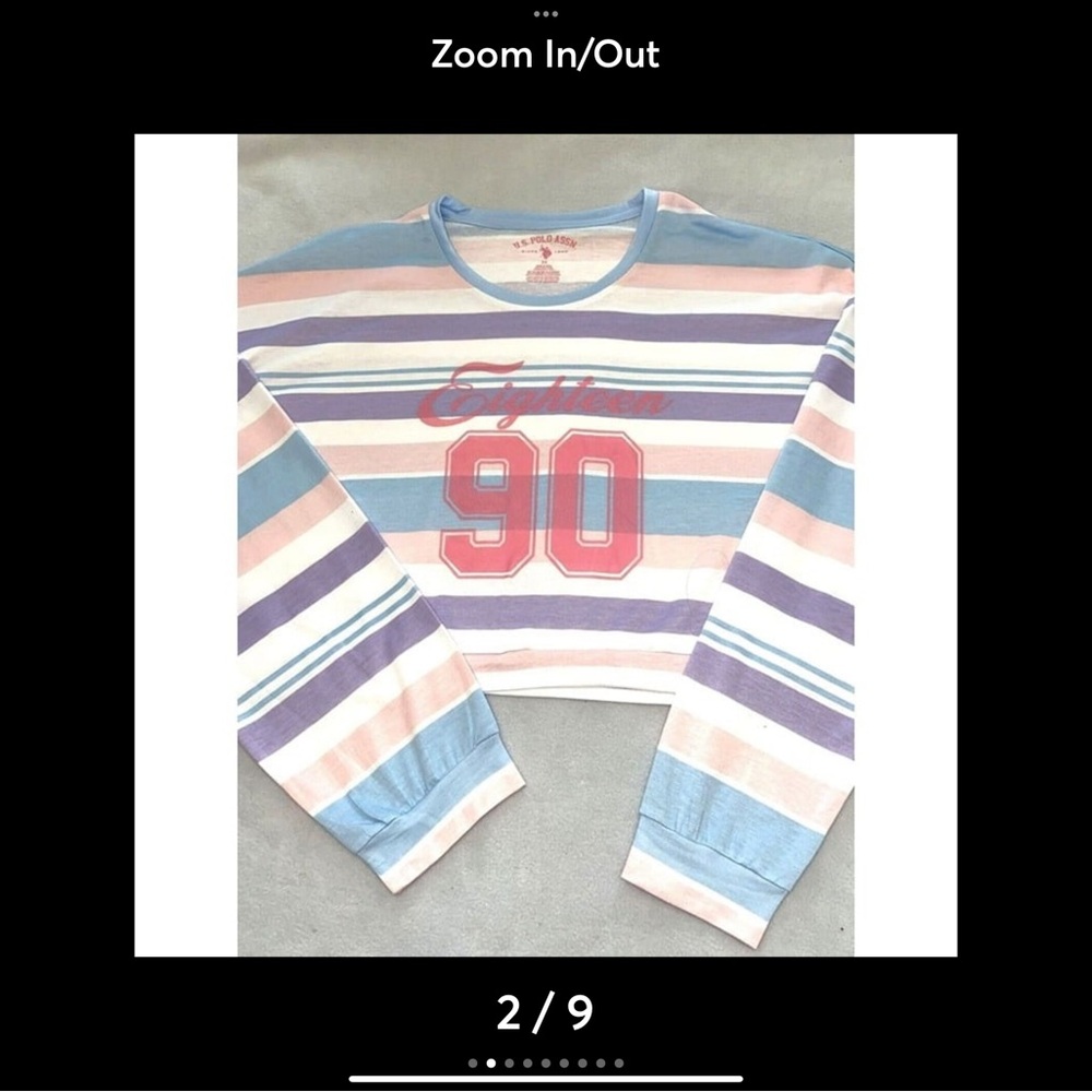 Polo Striped Cropped Sweatshirt with Number Print
